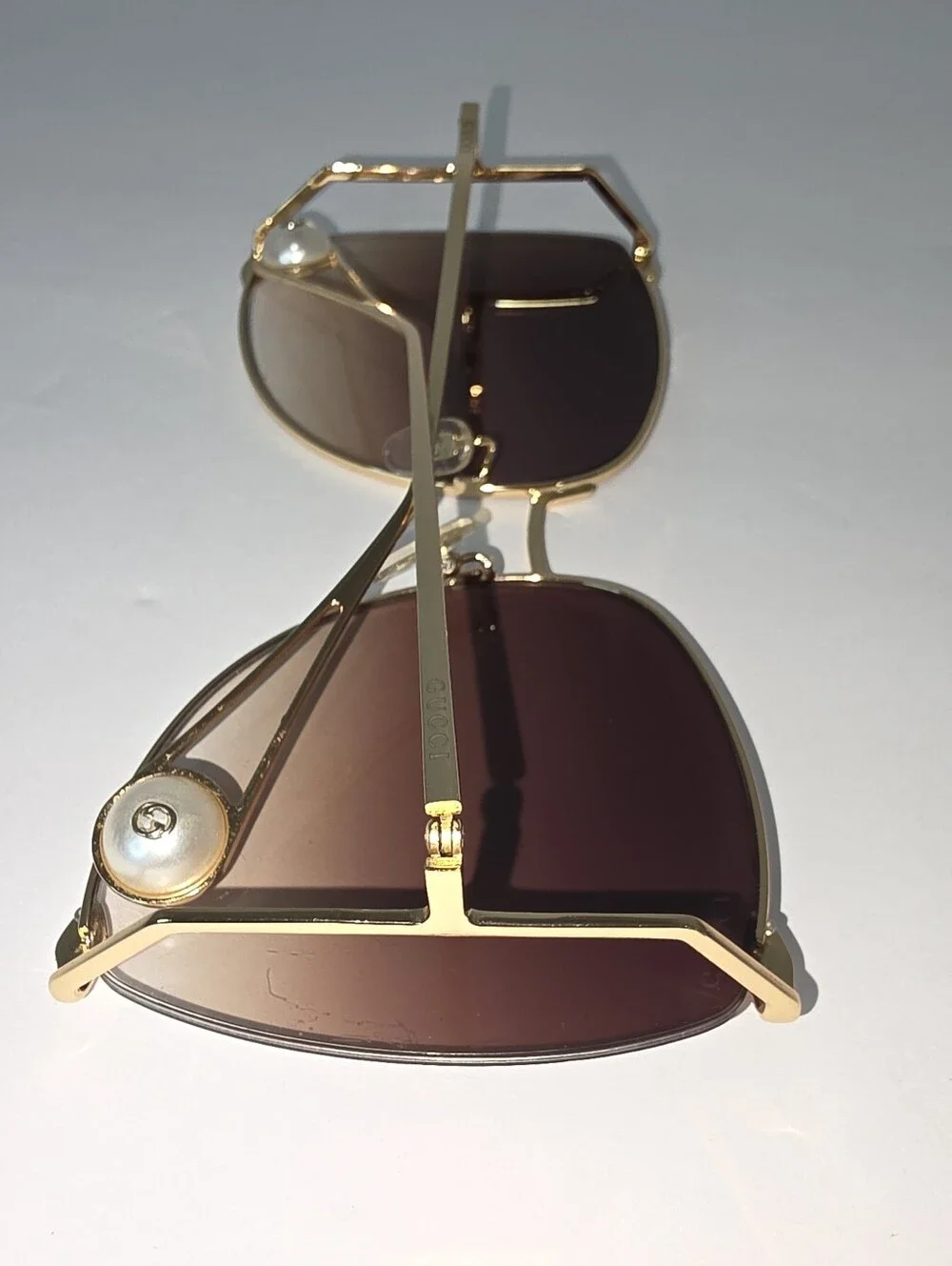 Gucci Authentic Metal Oversized Round Sunglasses GG0252S Gold Brown